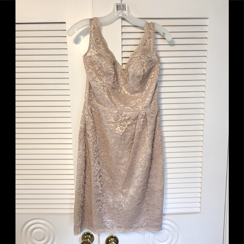 David’s Bridal short tank metallic dress